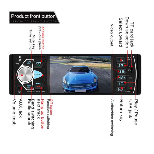 Касание Бт Фм высокого автомобиля Дин определения 1 стерео застегивает регулировку тома ручки