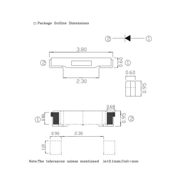 Side-view 020 SMD LED Green High Brightness LED diode Lighting Heat Dissipation LED for Indicator Lamp Beads