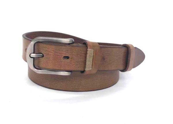 Tan  Color Womens Genuine Leather Belt  With Brushed Alloy Buckle  /  Jeans Waist Belt