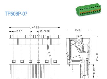 Plug   Female   Block Plug - in Terminal Block   Pitch 5.08mm   300V 18A  2P - 22P  Pluggable Terminal 