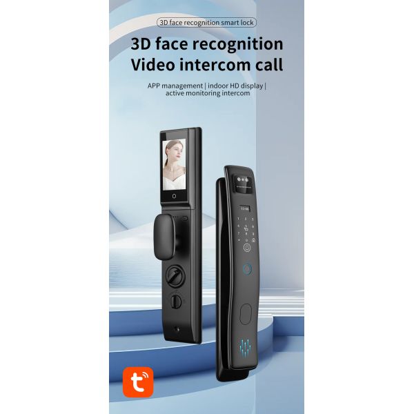 Qleung S958Max 3D Face Recognition Video Intercom Automatic Lock Fingerprint Card & Code Access Tuya WiFi Smart Home Door Lock