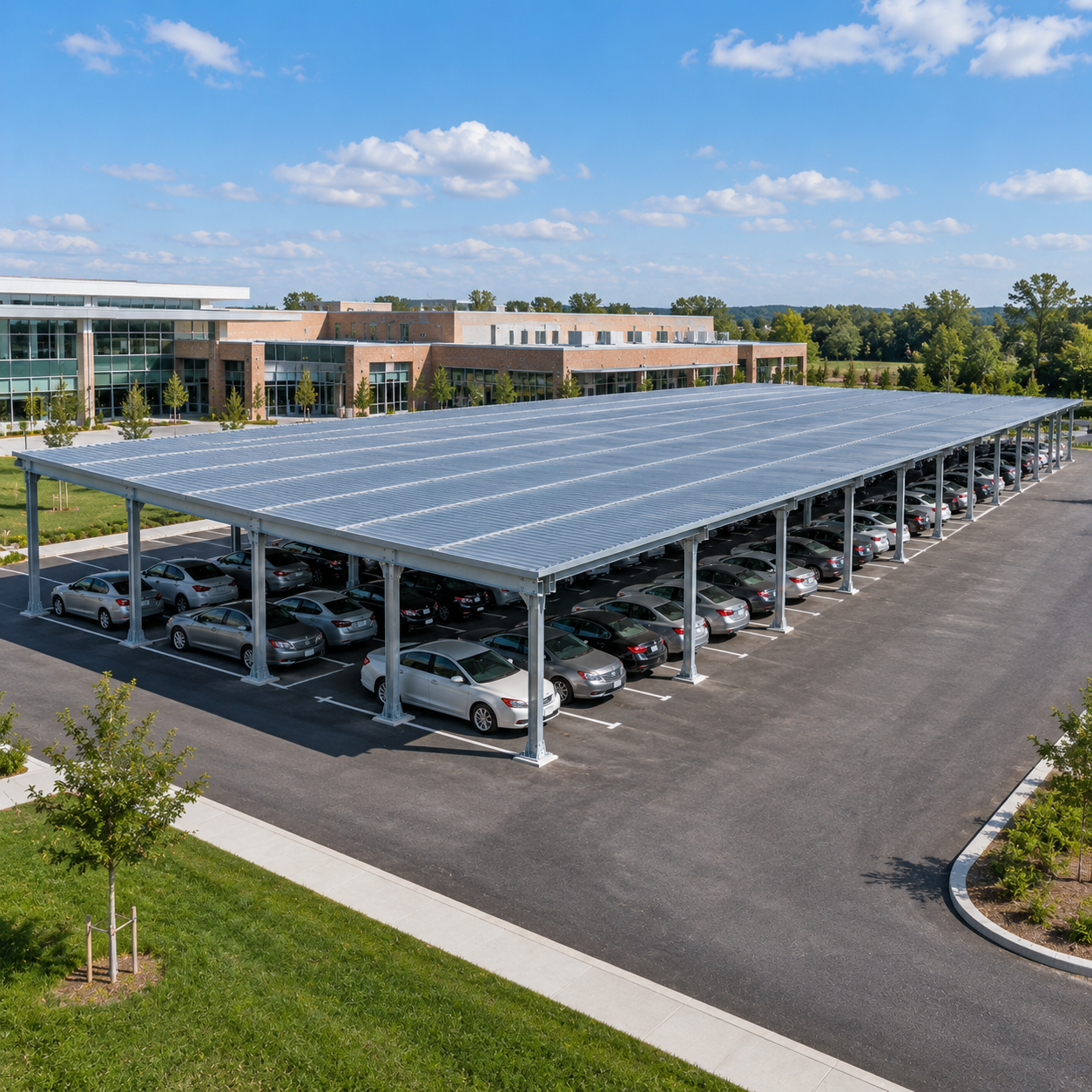 Easy Assembly Steel Parking Canopy Galvanized For School And Hospital