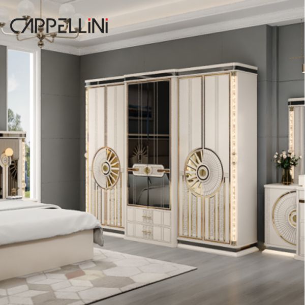 Modern Luxury Wood King Size Leather Bed Sets Double Master Room Home Queen Full Mdf Wooden Bedroom Furniture Set