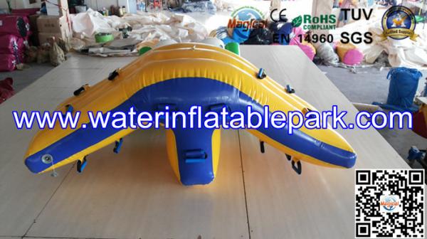 0.9mm PVC Tarpaulin Inflatable Water Park Toys , Yellow Inflatable Water Rocker