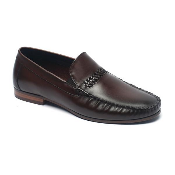 Fashionable durable anti skid Coffee Mens Leather Moccasins
