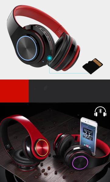 BH3 Glowing Headphones Bluetooth 4.1 Wireless Stereo Portable Foldable Headphone TF Card LED Light Wired Earphone Mic fo