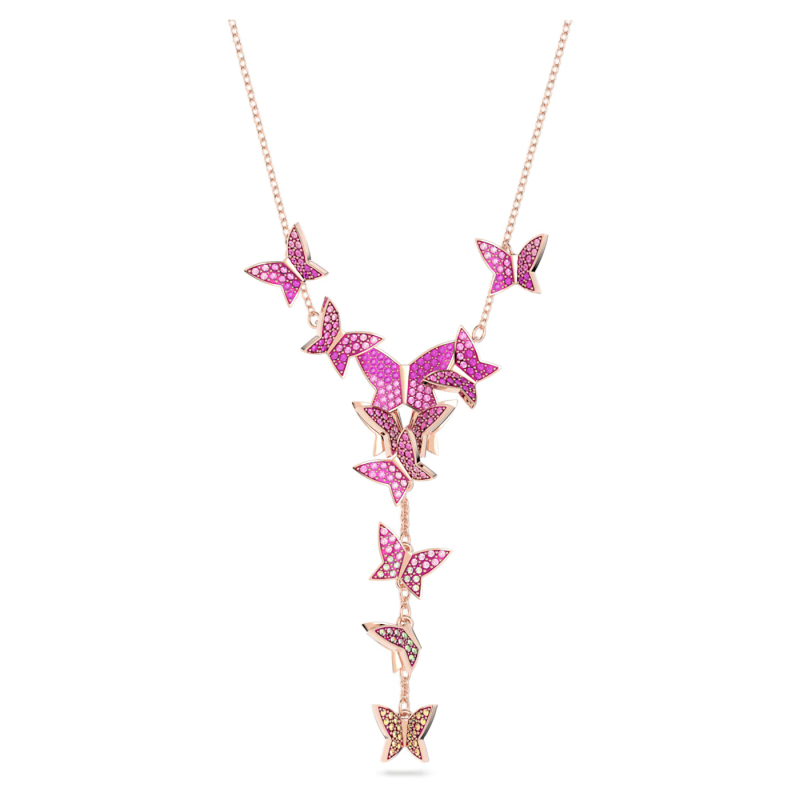 2025 Fashion Lilia Y Necklace Butterfly White Blue Rose Gold-tone Rhodium Plated Necklace