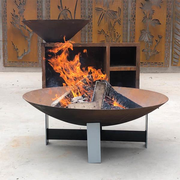 bacia de fogo de aço de aço do diâmetro 600mm Corten dos poços do fogo de 6mm