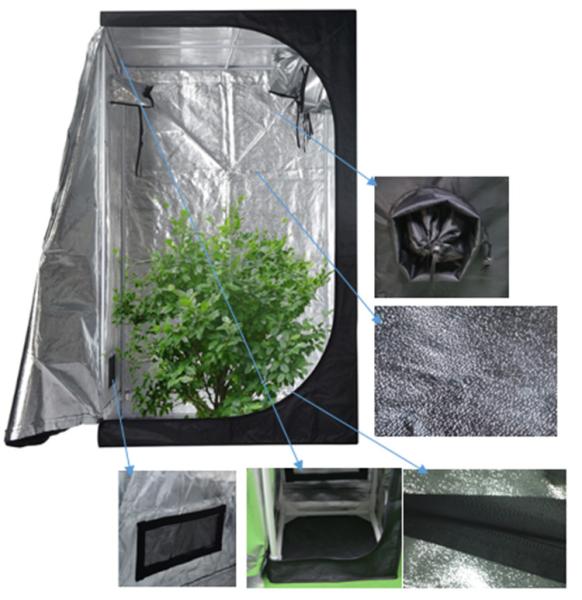 IP20 80*80*160MM 1680D Mylar conduzido para crescer a estrutura de aço inoxidável da barraca