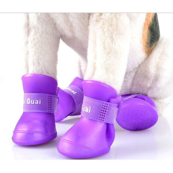Colorful puppy shoes for dogs Rubber Water Protective Pet Shoes Booties Waterproof Rain