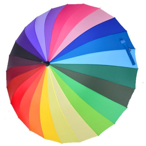 Waterproof 24 Colours Straight Rainbow Umbrella For Outdoor Use