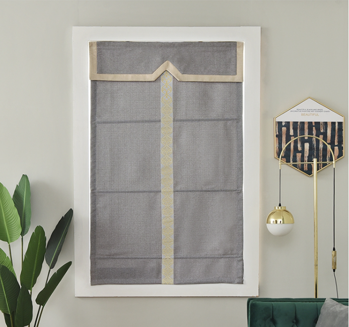 Anti-dust modern smart remote motorized blue grey beige linen curtain Roman blind customized blackout