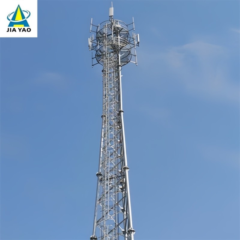 100FT High Rigidity 3 Tube Telecom Tower For Elevated Road Side 5G Coverage