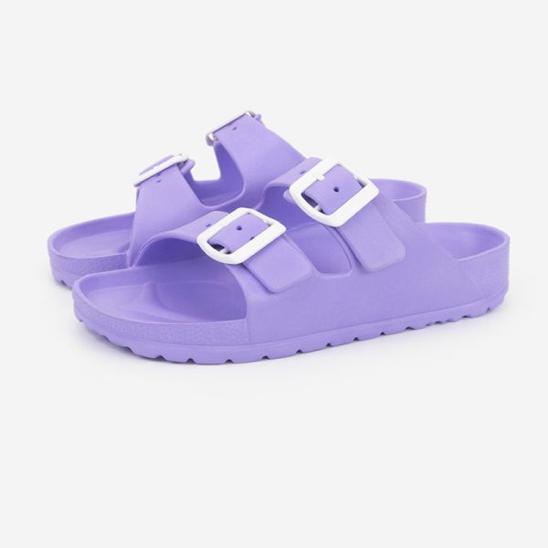 PVC Women'S Casual Slide Sandals , 36EU Double Buckle Sandals Womens