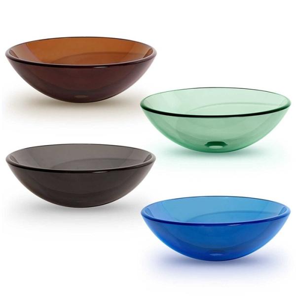 Tea Bronze Multi Colored Kitchen Bathroom Sinks Top Mount Tempered Glass