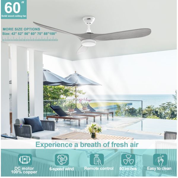 1stshine Ventilador decorativo de teto com luz LED e controle Wi-Fi inteligente 60 