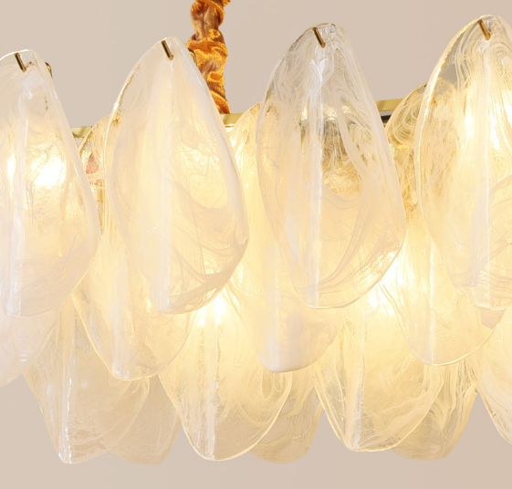 AC 220V ± 10% Support Dimmer Glass Leaves Chandelier 3D Printed Pattern for Home Decor