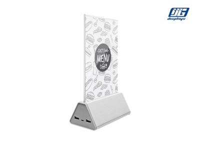 A5 Menu Size Desktop Cellphone Charging Bank Silver Aluminum Base For Advertising