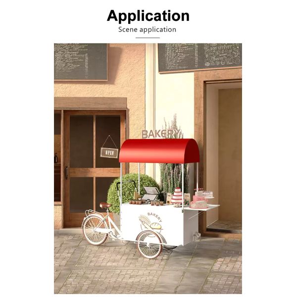 Mobile Electric Bicycle for Fast Food Portable Coffee Bike Flower Snack Selling Cart