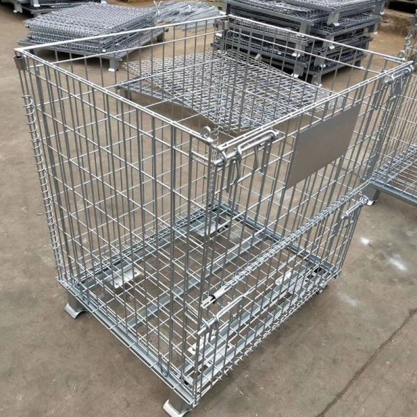 1000x800x840mm Foldable Wire Mesh Cage 800kg-1500kg Steel Wire Container
