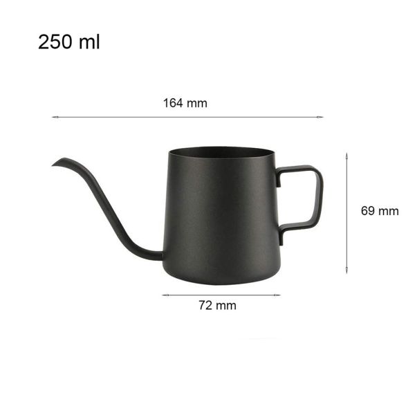 High End Matte Black Gooseneck Kettle  Long Mouth Kettle Teapot