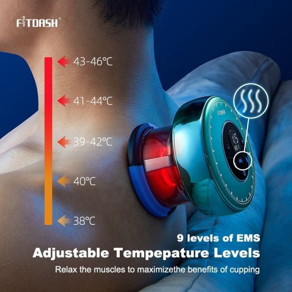 Electric Cupping Therapy with Red Light and 9 Levels Fitdash EMS Cupping Vacuum Machine