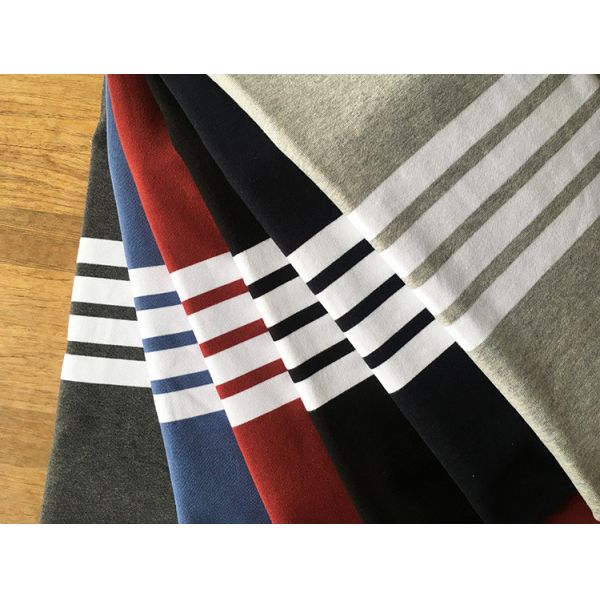 Plain Knit Striped Cotton Fabric Yarn Dyed 350gsm For French Terry