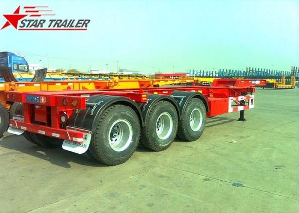 40 Foot Skeletal 3 Axles Container Semi Trailer For Transport , Empty Wharf Containers