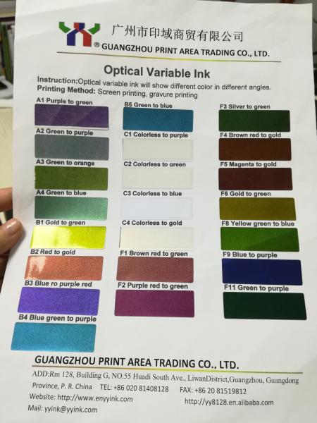 Optical Variable Ink A3 Green to Orange for Screen Printing