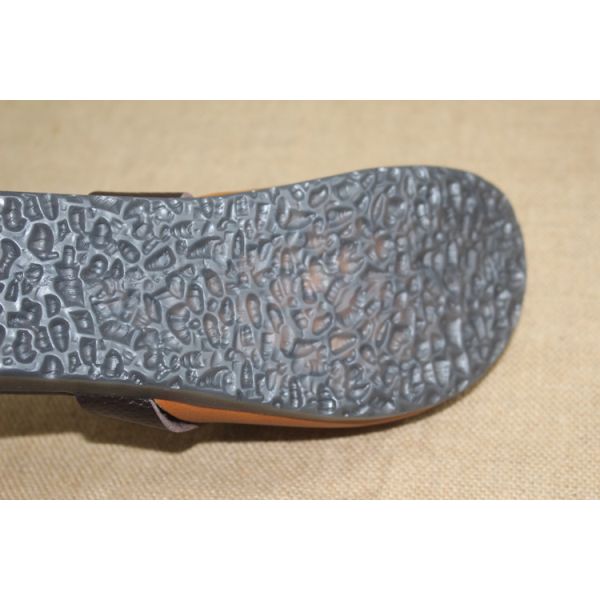 Cow Grain Leather Closed Toe Slippers Slip On Sandals Genuine Leather Shoes