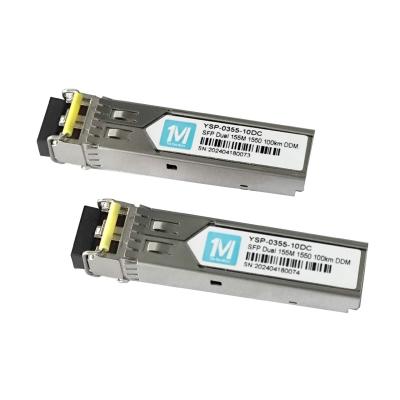 155M Duplex 100km 1550nm LC Connector DDM 100BASE SMF Fiber Optic Module Pluggable SFP Transceiver for Data Transmission
