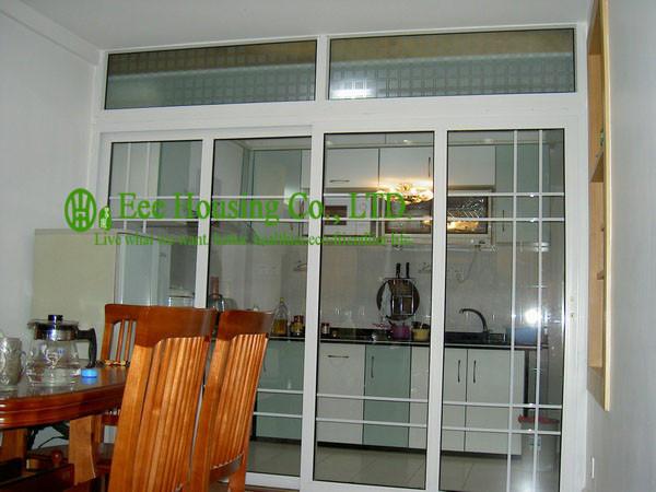 Grill designs UPVC Sliding Door For Residential Apartments, White Color Profile Vinyl door