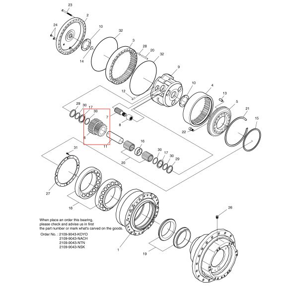 SOLAR 280LC-III Gearbox Parts SOLAR 290LC-V SOLAR 300LC-V 2101-1019G SOLAR 300LC-V PLANETARY GEAR