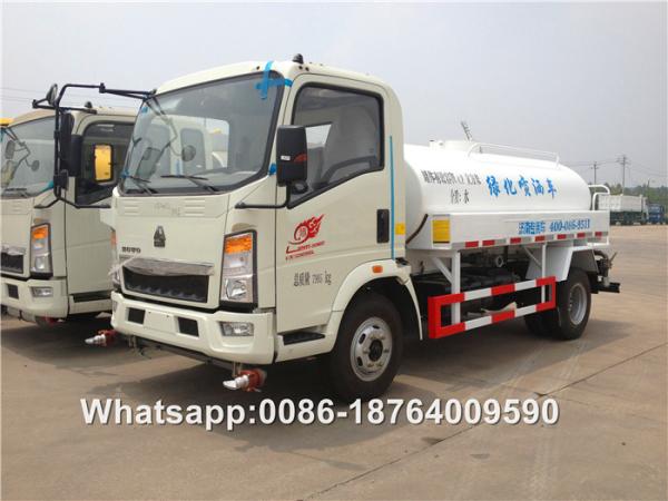Water tanker truck 116hp Engine 4x2 6 Speeds 5m3 Water Bowser Truck Sinotruk liquid tank truck Howo 7995kgs