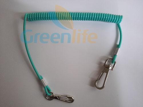 Safety Lanyard Spring Coil Cable Heavy Duty Black Color 20cm Unstretched Length w/Snap Hooks