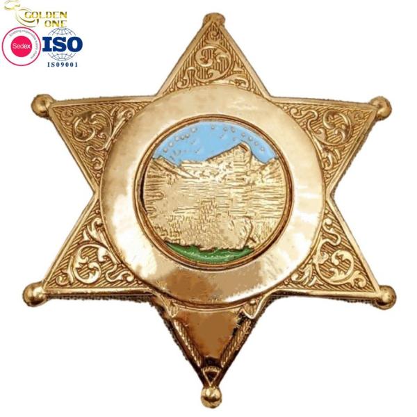 Custom Eagle Logo Lapel Pin Badge Zinc Alloy Embossed Metal 3D Enamel Star Shape