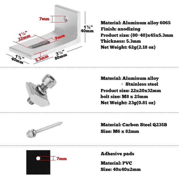 Китайская фабрика бесплатный образец солнечный L Foot высокое качество цветные стальные плитки крыши фотоэлектрическая система кронштейна L Foot