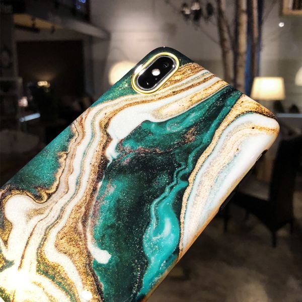 Gold Foil Chic Marble Phone Case Anti Knock Protective Case For Iphone XS