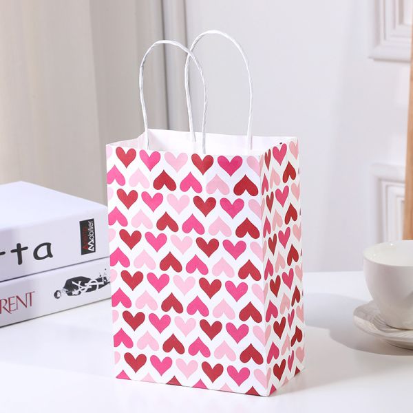 Día de San Valentín Color Rojo Cmyk Regalo de compras Bolsa de papel Kraft Personalizado Pedido personalizado