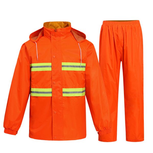 Unisex Reflective Safety Rainwear Zipper Closure Hi Vis Rain Wear