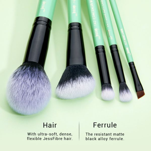 Neo Mint Face And Eye Makeup Brush Set With Bag Antibacterial