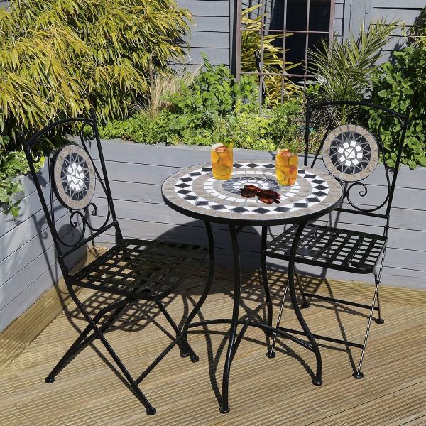 Sturdy Iron Garden Balcony Bistro Set with Modern Design Style and Ceramic Tile Coating