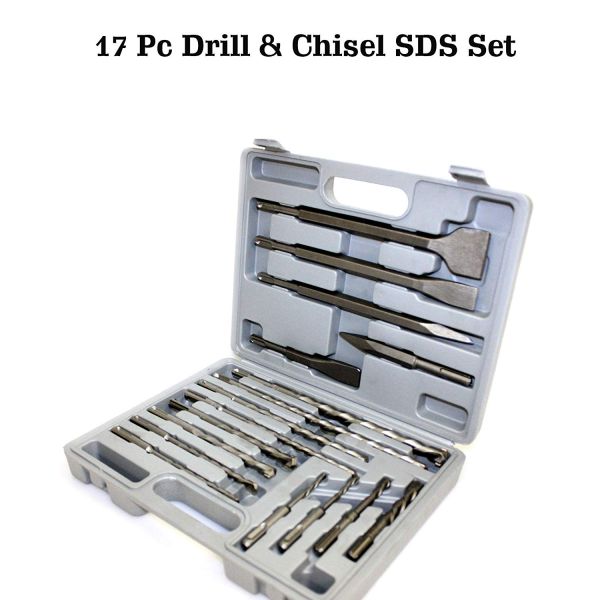 SDS Plus Hammer Drill Bits Set 17pc 40Cr Steel with Plastic Case