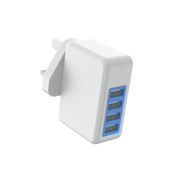 UK Plug ErP 4 Ports 5V4.8A USB Wall Charger For Mobile Phone