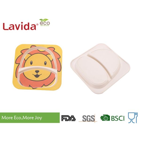 Shatter Proof Bamboo Childrens Dinner Set , BPA Free 5 Pieces Bamboo Fibre Kids Set