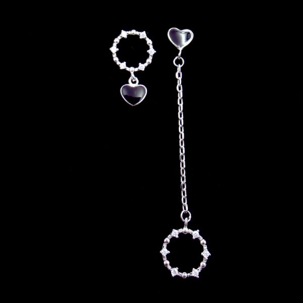Women Tassel Design Silver Cubic Zirconia Earrings With Real White Gold Plated