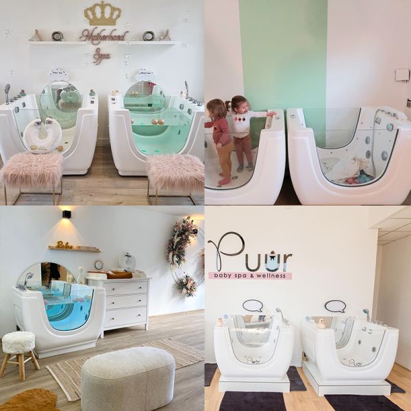 Square Baby Spa Massage Freestanding Whirlpool Bathtub Small Size with LED Light