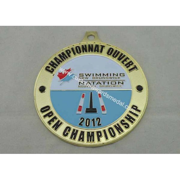 Swimming New Brunswick Enamel Medal , Gold Plating , Erosion On Both Sides