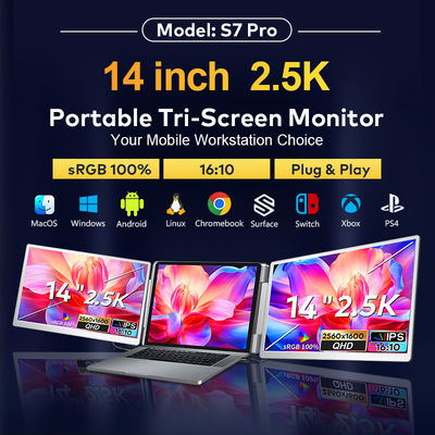 2.5K QHD LCD Desktop Triple Monitor 2560x1600 Extended Computer Screen