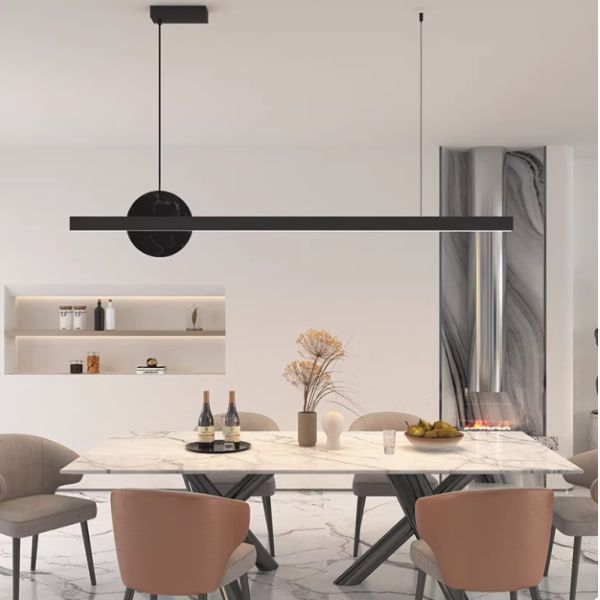 Italian style copper restaurant chandelier marble minimalist luxury dining table lamp modern minimalist designer bar long strip lamp